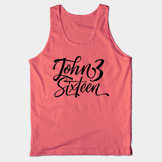 John 3 Sixteen Bible Verse Tank Top by TheBlackCatprints